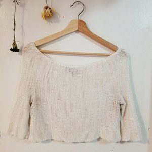 Hand Knit Half Sleeve Crop Top